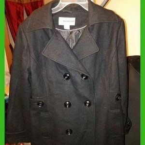 Black peacoat and checkered peacoat